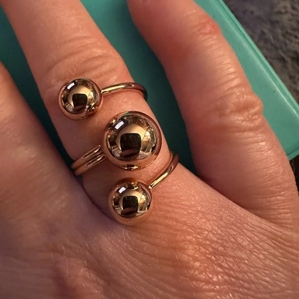 orb goldtone statement ring sz 7 - Picture 9 of 13